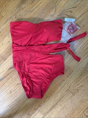 Soma One-Piece Bandeau Swimsuit with Side Tie NWT